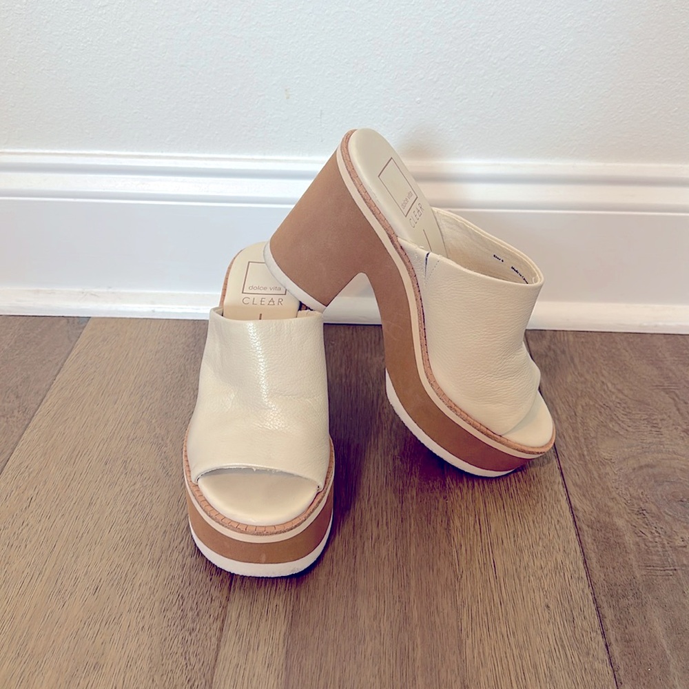 Cream platform heels